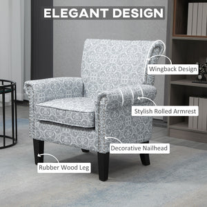 Fauteuil d'appoint rembourré avec tissu doux en lin, gris