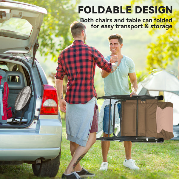 Ensemble de 2 chaises berçantes pliables d'extérieur, marron clair