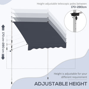 6.6'x5' Manual Retractable Patio Awning Sun Shelter Window Door Deck Canopy, Water Resistant UV Protector, Black