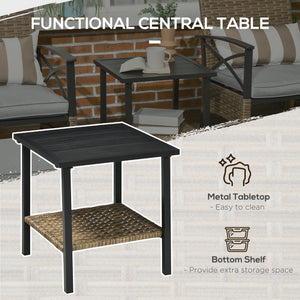 Ensemble de mobilier de jardin 5 pièces en rotin PE, kaki