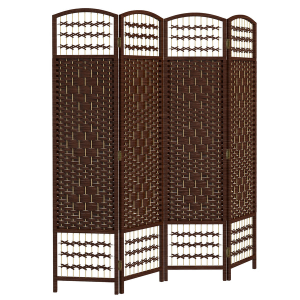 Cloison de séparation pliable 4 panneaux en fibre ondulée, marron