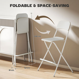 Set of 2 folding bar stools, white