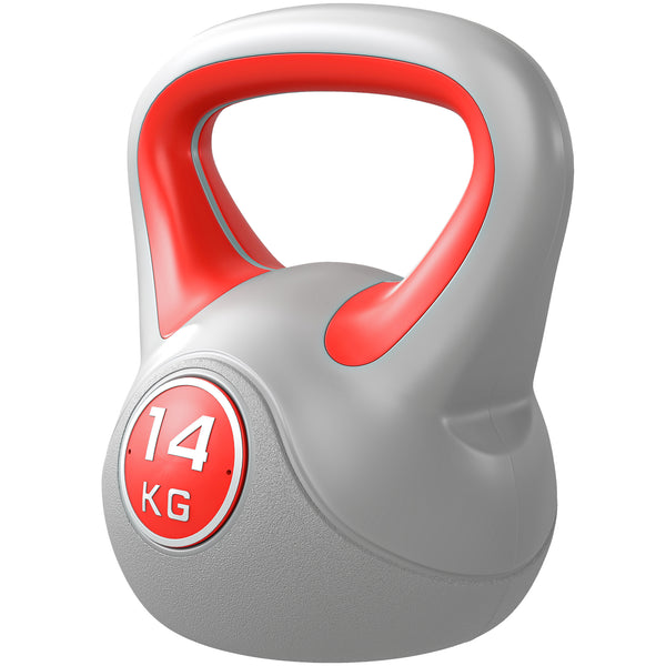 Kettlebell de 31 lb avec poignée large et base stable – Rouge et gris