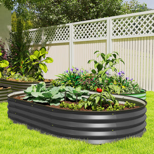 Jardinière d'extérieur surélevée en acier galvanisé avec tuteur en métal, gris foncé