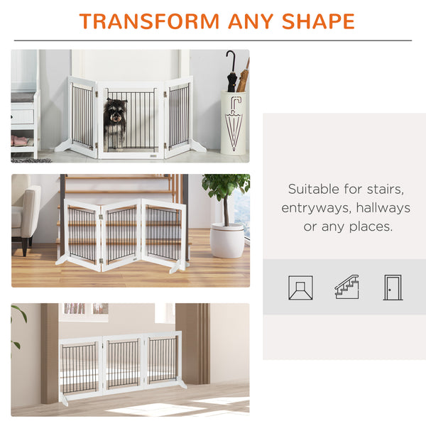 Barrière autoportante pliable avec 2 pieds de support, blanche