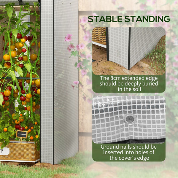 Portable tomato greenhouse with roll-up door, white