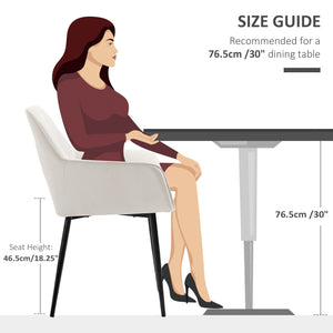 Set of 2 linen-upholstered dining chairs with metal legs, cream