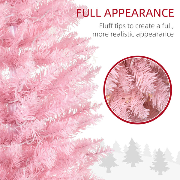 Sapin de Noël artificiel pré-éclairé de 6 pieds rose