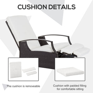 Fauteuil inclinable d'extérieur en rotin, coussin blanc