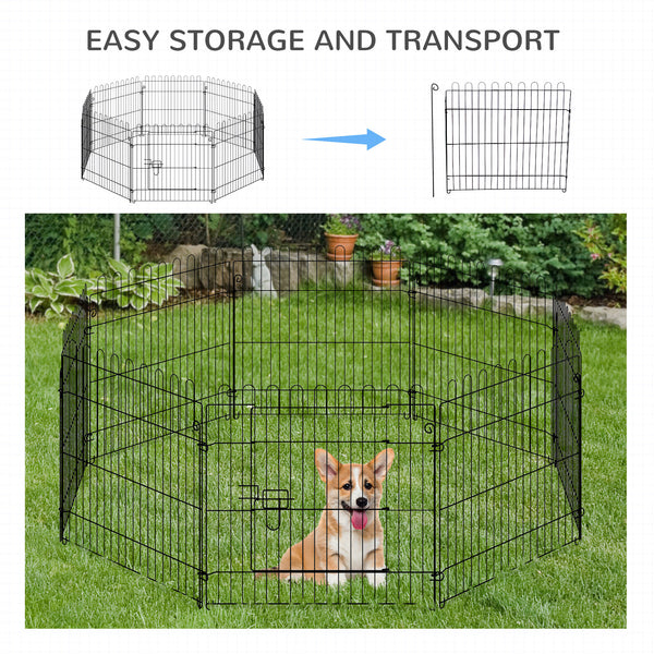 Foldable 8-panel octagonal playpen, black.