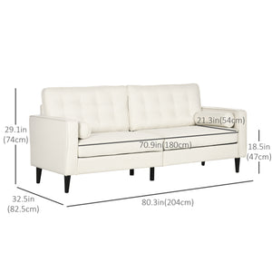 Mid-Century Sofa with Tufted Back Cushion, Cream White