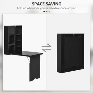 Bureau mural pliable et convertible multifonctionnel et peu encombrant, noir