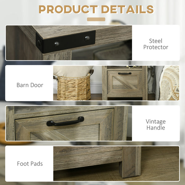 Table d'appoint style farmhouse avec rangement, gris