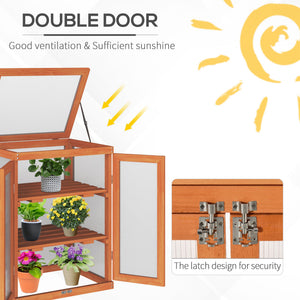 Serre de culture portable en bois à 2 niveaux, châssis froid en polycarbonate