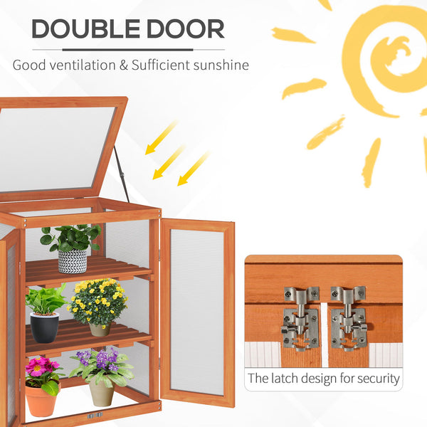 Serre de culture portable en bois à 2 niveaux, châssis froid en polycarbonate