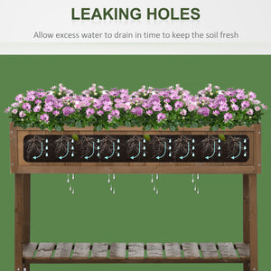 Potager surélevé en bois avec 8 compartiments, marron foncé