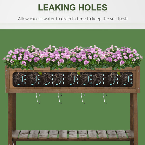 Potager surélevé en bois avec 8 compartiments, marron foncé