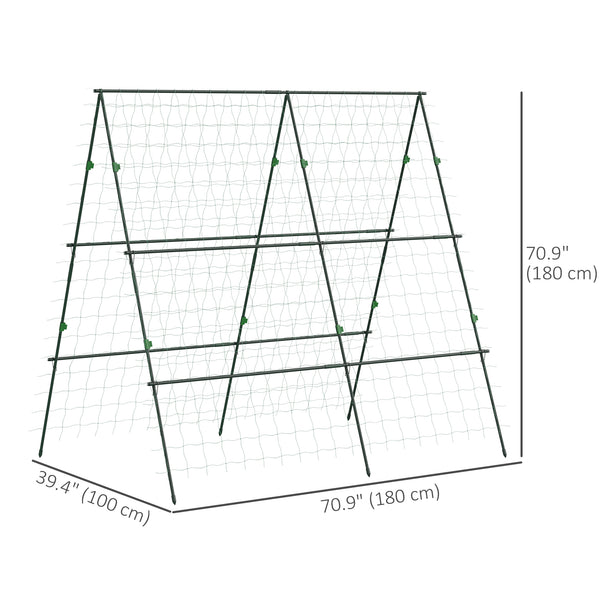 Tuteur en métal avec filet pour concombres et autres plantes grimpantes