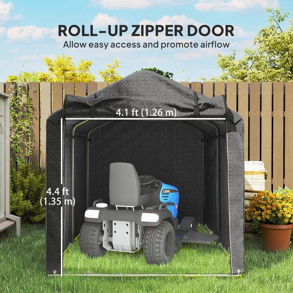 Abri de jardin portable résistante aux UV avec porte zippée enroulable, noir