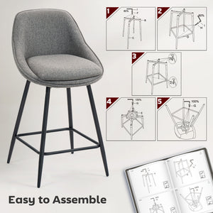 Set of 2 bar stools, dark grey