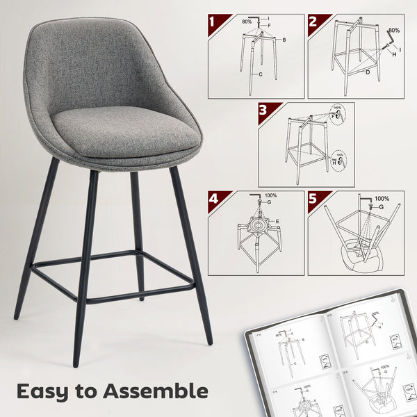 Set of 2 bar stools, dark grey