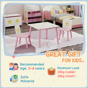 Ensemble table et chaises 3 pièces pour enfants, motif étoiles