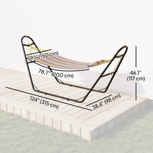 Hammock with Stand, Heavy Duty Camping Hammock with Detachable Pillow and Spreader Bar, 264 lbs Capacity, Multicolor