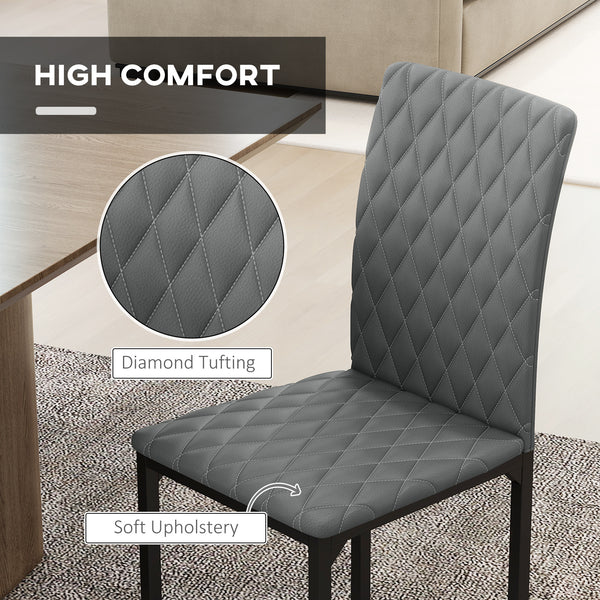 Set of 4 upholstered high-back chairs with padded seats