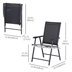 Ensemble de 2 chaises pliantes pour la terrasse, confortable avec accoudoirs, noir