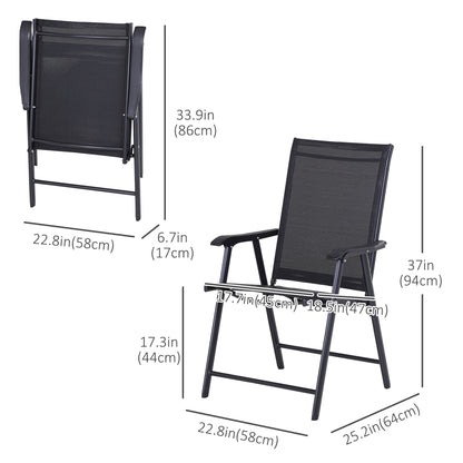 Ensemble de 2 chaises pliantes pour la terrasse, confortable avec accoudoirs, noir
