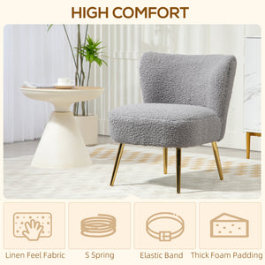 Fauteuil de salon avec rembourrage moelleux et pieds dorés, gris anthracite