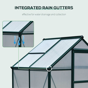 Large 6.2' x 4.3' x 6.6' Walk-In Polycarbonate and Aluminum Frame Greenhouse with Sliding Door