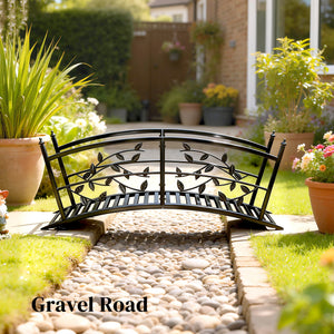 1.2m Metal Garden Bridge with Arched Safety Rail for Pond or Stream