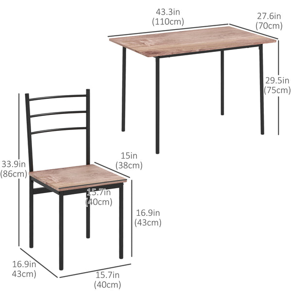 Ensemble de salle à manger 5 pièces pour 4 personnes, cadre en acier pour salle à manger