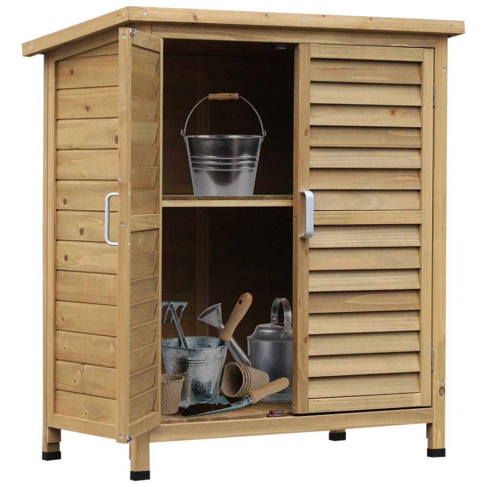Abri de jardin en bois avec 2 portes, naturel