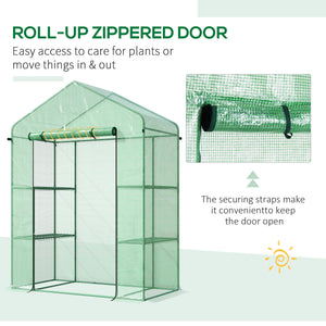 Miniature 3-tier greenhouse with 4 shelves