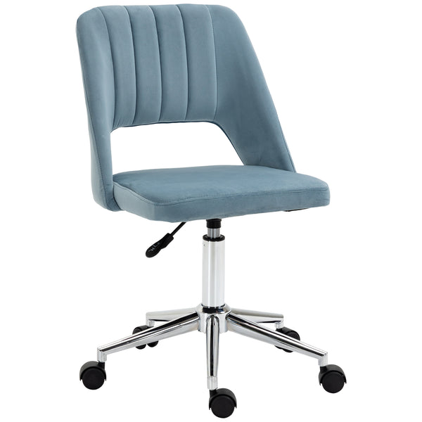Mid-back office chair in sky blue velvet