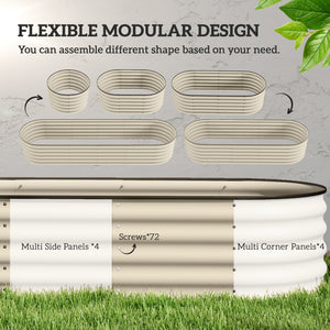 Jardinière surélevée en acier galvanisé avec bordure de sécurité, blanc crème