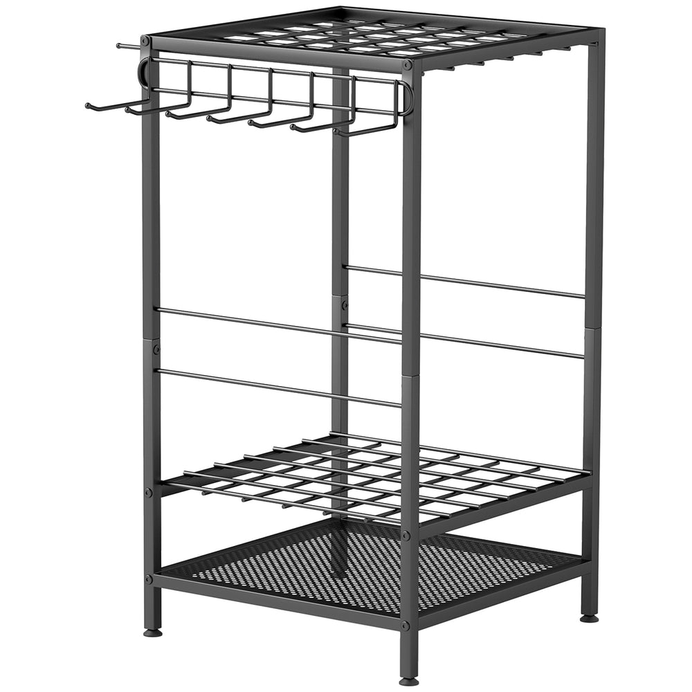 Tour de rangement pour outils de jardin à 3 niveaux, noir