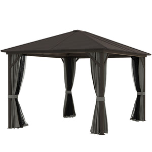 Gazebo à toit rigide de luxe en aluminium avec toit en métal et abri solaire de jardin