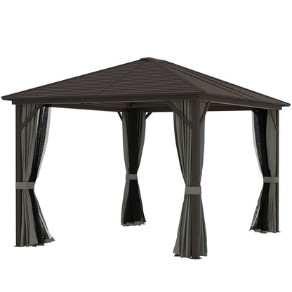 Gazebo à toit rigide de luxe en aluminium avec toit en métal et abri solaire de jardin