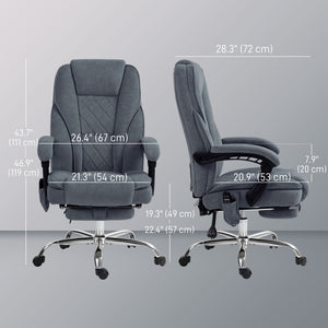 Massaging office chair with adjustable height and footrest, dark grey
