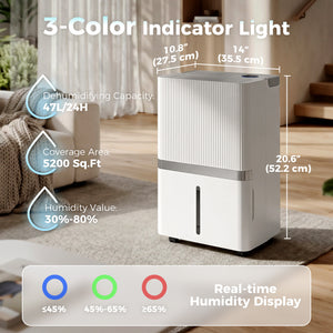 Déshumidificateur Wi-Fi 47 L/jour, jusqu’à 5 200 pi²