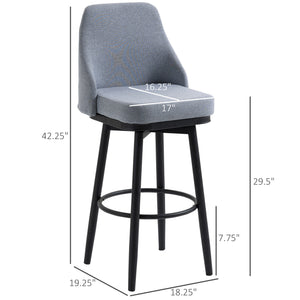 Ensemble de 2 tabourets de bar extra pivotants à 360° au design moderne avec repose-pieds et pieds en acier, gris clair