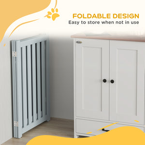 3-Panel Foldable Dog Gate with Feet, Grey