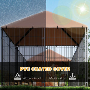 Enclos avec 2 compartiments, gamelles pivotantes et housse imperméable