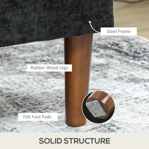 Canapé d'angle moderne avec méridienne droite, 3 places capitonné avec pieds en bois, noir