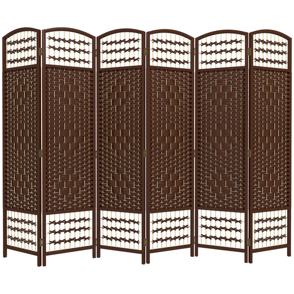Cloison de séparation pliable à 6 panneaux en fibre ondulée, marron