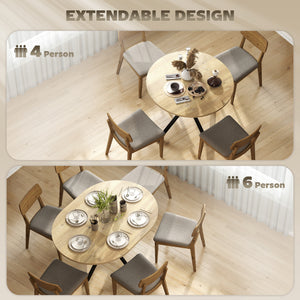 Table de salle à manger extensible avec rallonge papillon, en bois naturel