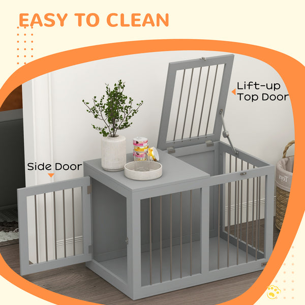 Meuble cage de 31,5 pouces avec double porte, gris
